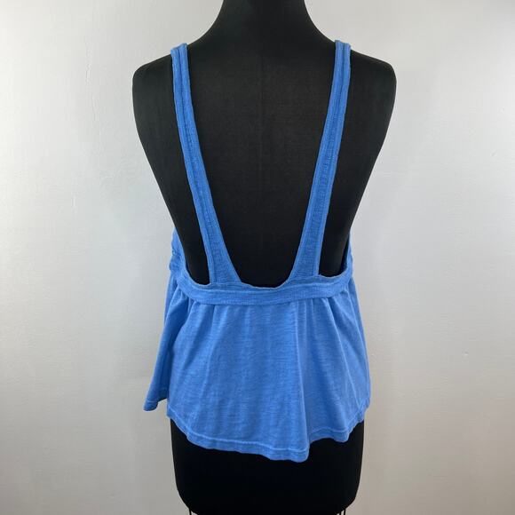 FREE PEOPLE Blue Sleeveless V-Neck Cotton Blend Pullover Zinia Tank Top L Large - Picture 3 of 7